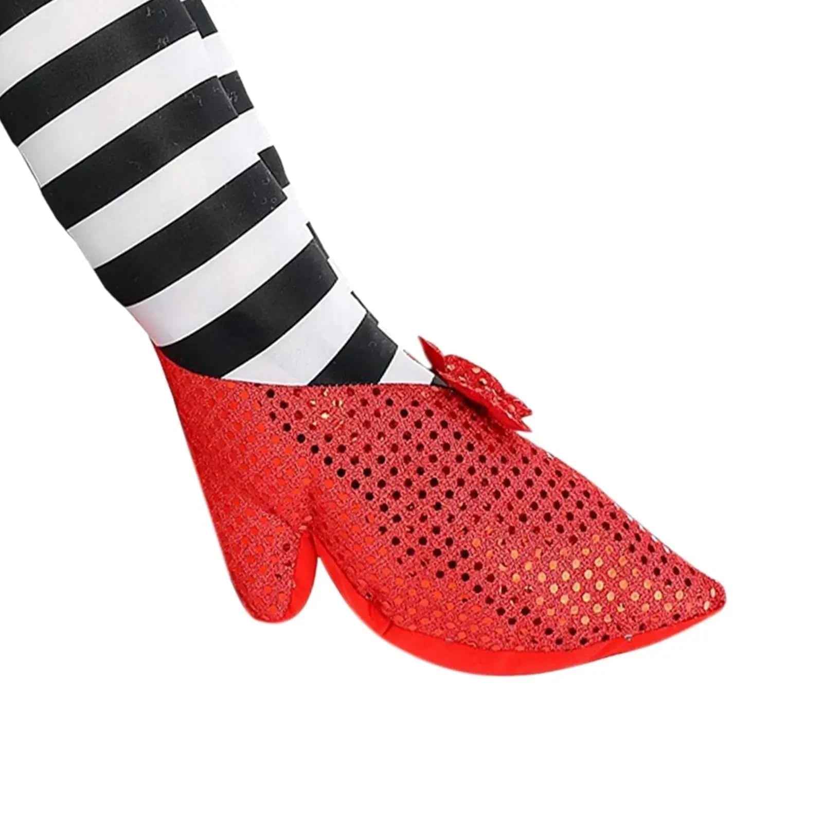 Halloween Witch Legs Decoration Door Stopper with Striped Plush and Red Sequin Shoes for Party Decor - Image 4