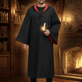 Halloween Wizard Costume Robe Set with Striped Scarf Tie and Glasses for Party and Cosplay - Image 1
