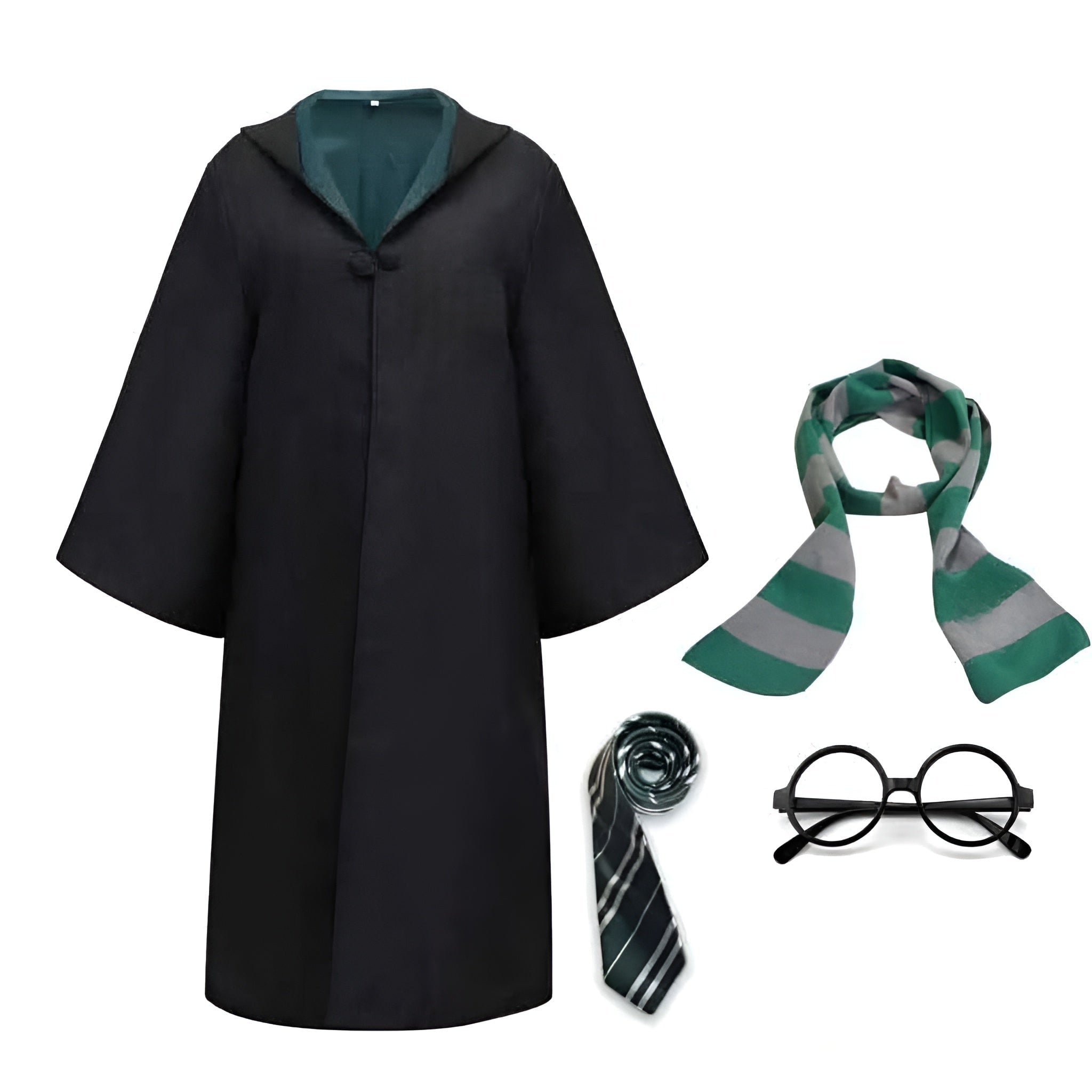 Halloween Wizard Costume Robe Set with Striped Scarf Tie and Glasses for Party and Cosplay - Image 6
