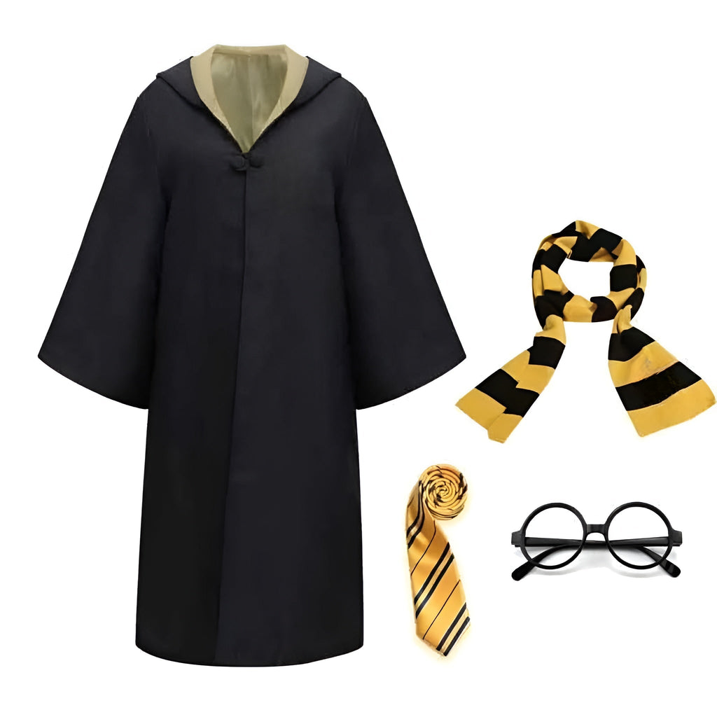 Halloween Wizard Costume Robe Set with Striped Scarf Tie and Glasses for Party and Cosplay - Image 7