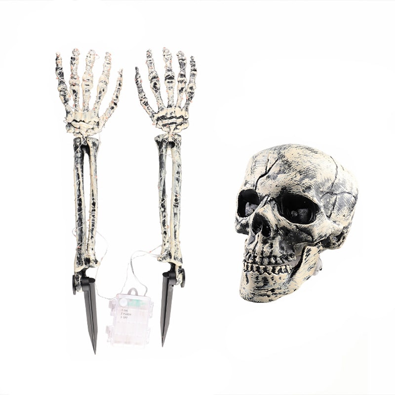 Halloween Yard Decorations Skeleton Sign with Stakes LED Light Up Outdoor Prop Plant Support - Image 4