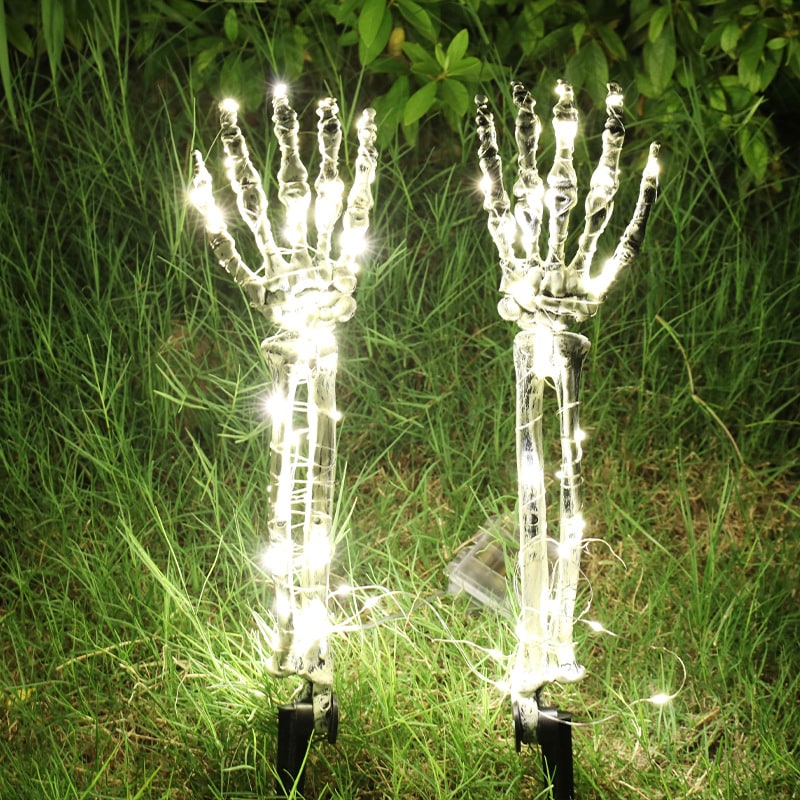Halloween Yard Decorations Skeleton Sign with Stakes LED Light Up Outdoor Prop Plant Support - Image 5
