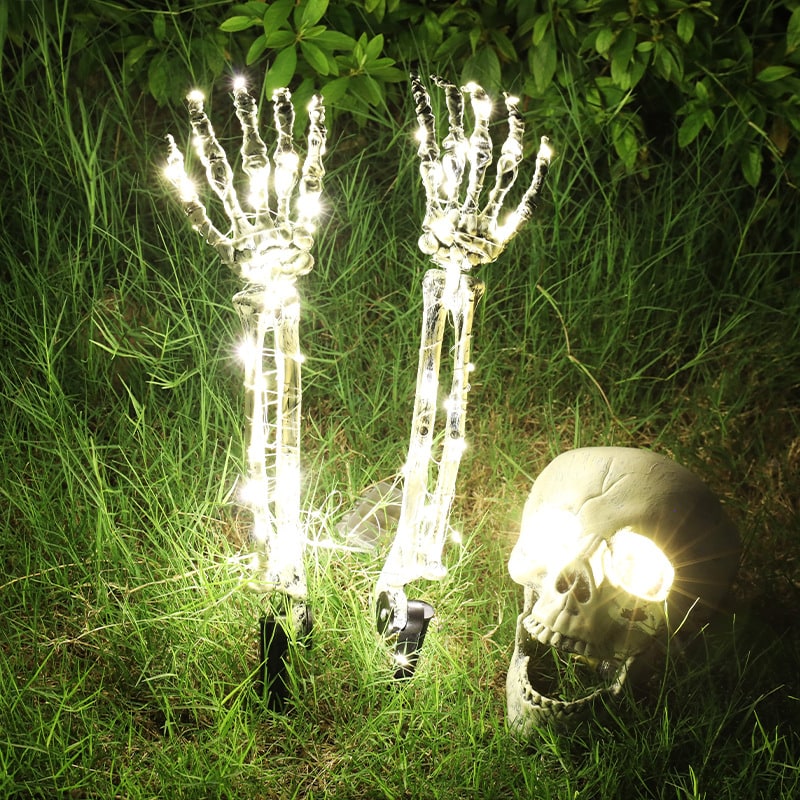 Halloween Yard Decorations Skeleton Sign with Stakes LED Light Up Outdoor Prop Plant Support - Image 8