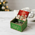 Hand Crank Christmas Music Box with Wooden Construction and Holiday Design - Image 1