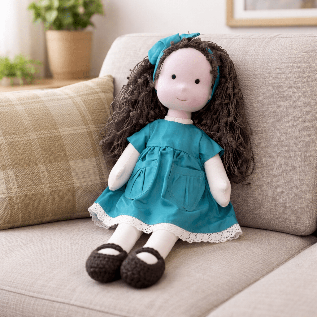 Handcrafted Waldorf Doll 28cm Cotton Handmade Fabric Knitted Clothing Yarn Hair Cloth - Image 30