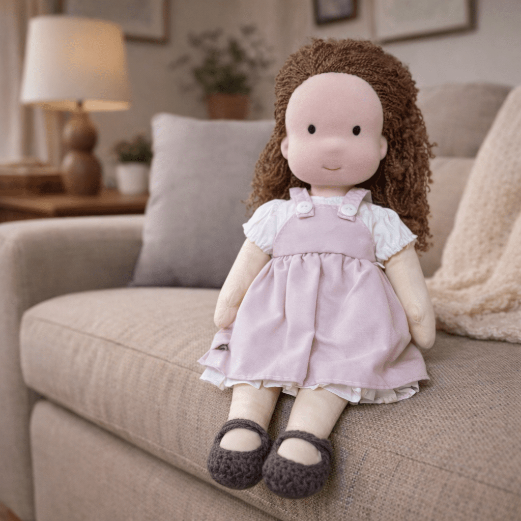 Handcrafted Waldorf Doll 28cm Cotton Handmade Fabric Knitted Clothing Yarn Hair Cloth - Image 33
