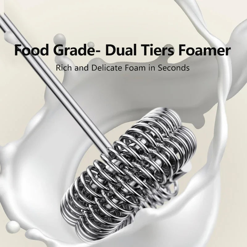 Handheld Rechargeable Electric Milk Frother with Double-Spring Whisk and Three Speed Settings - Image 2