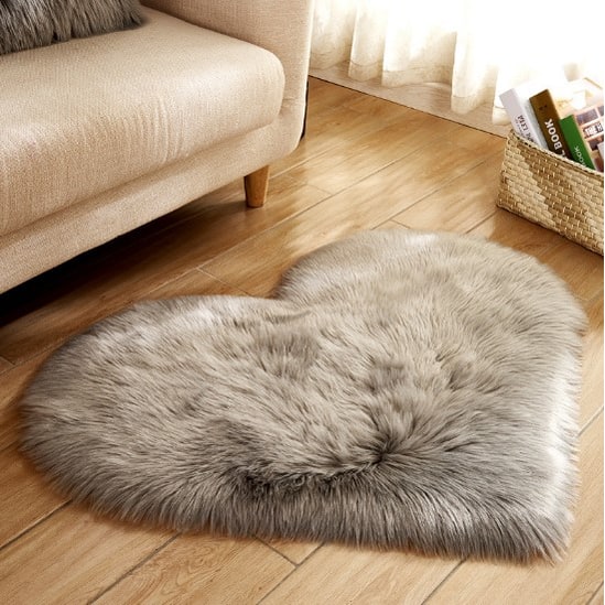 Heart Shaped Area Rug with Non Slip Pad Plush Faux Fur Fluffy Floor Mat for Living Room 8 By 10 - Image 10