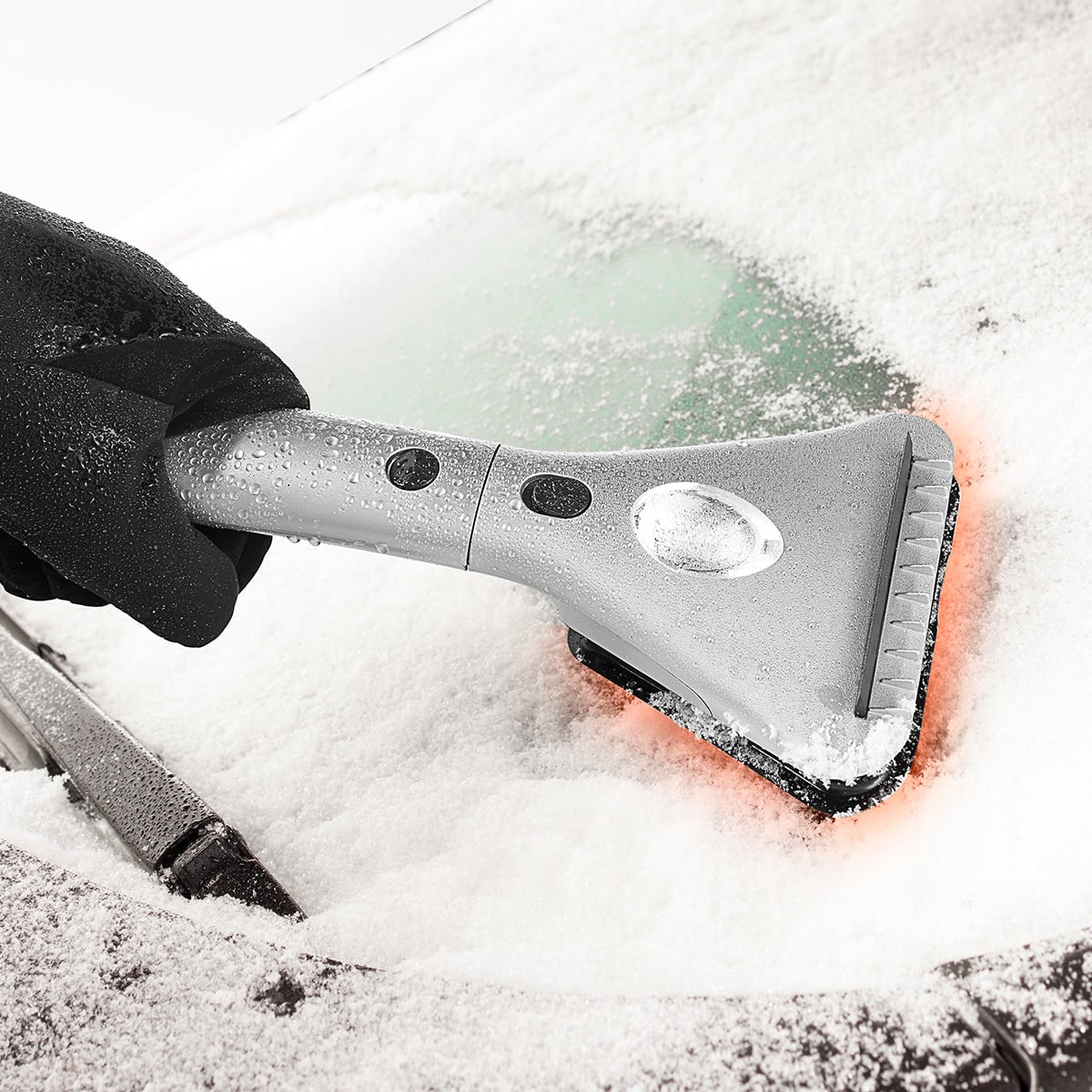 Heated Car Ice Scraper for Window Windshield with Extendable Handle LED Light and 12v Power Cord - Image 1