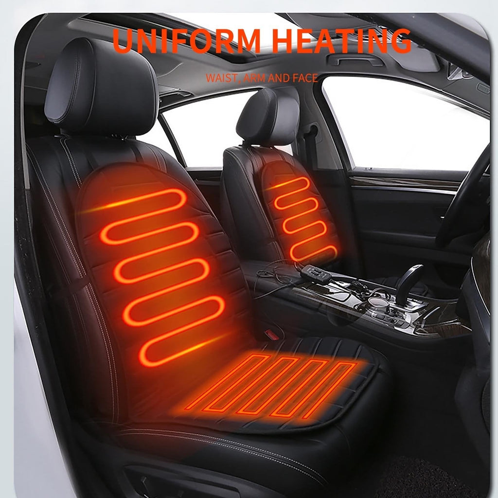 Heated Car Seat Cover and Cushion with Backrest Support 12v Quilted with Two Heat Settings - Image 2