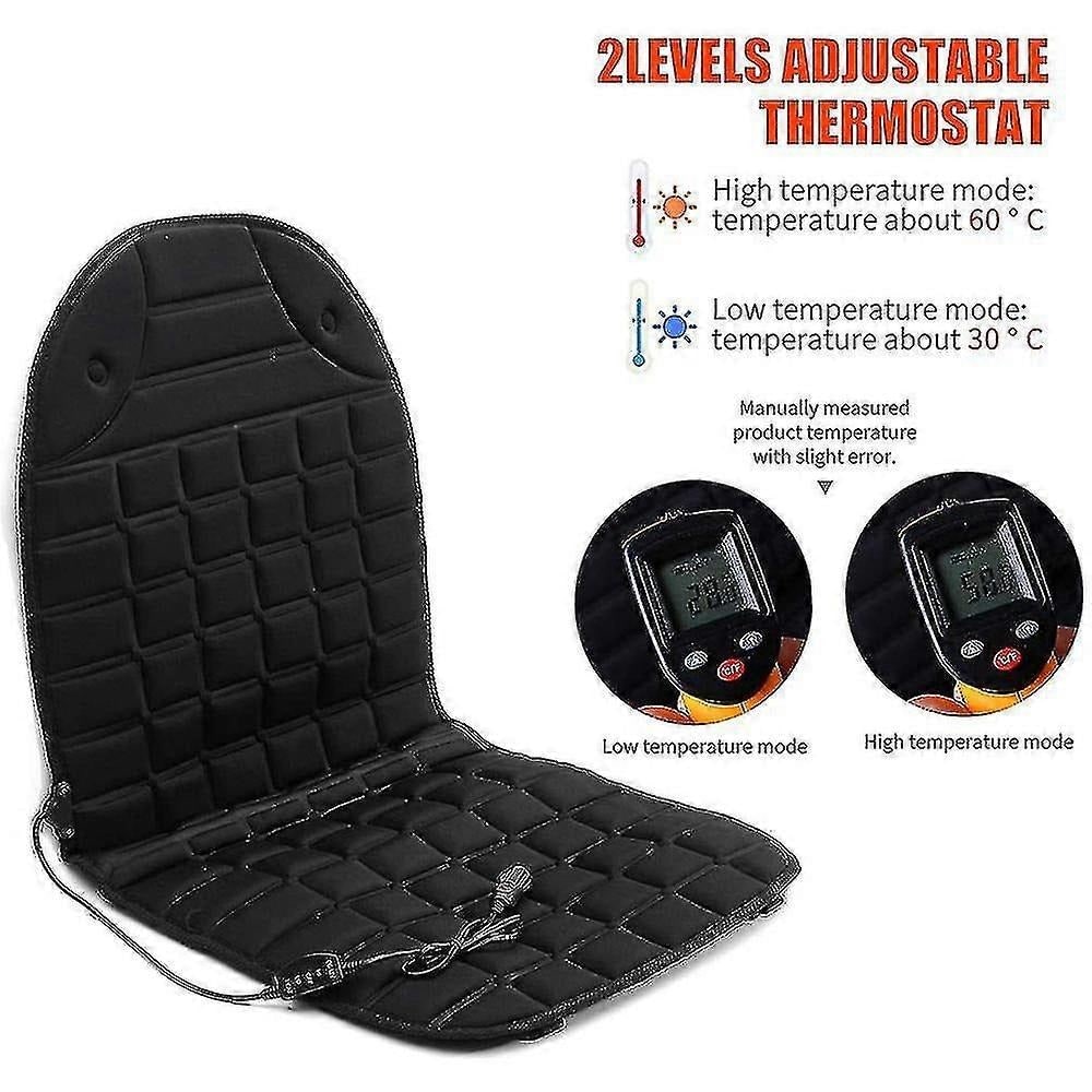 Heated Car Seat Cover and Cushion with Backrest Support 12v Quilted with Two Heat Settings - Image 4