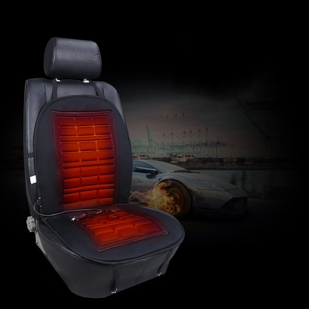 Heated Car Seat Cushion and Cover with 12v Adapter Padded Backrest Ergonomic Auto - Image 1