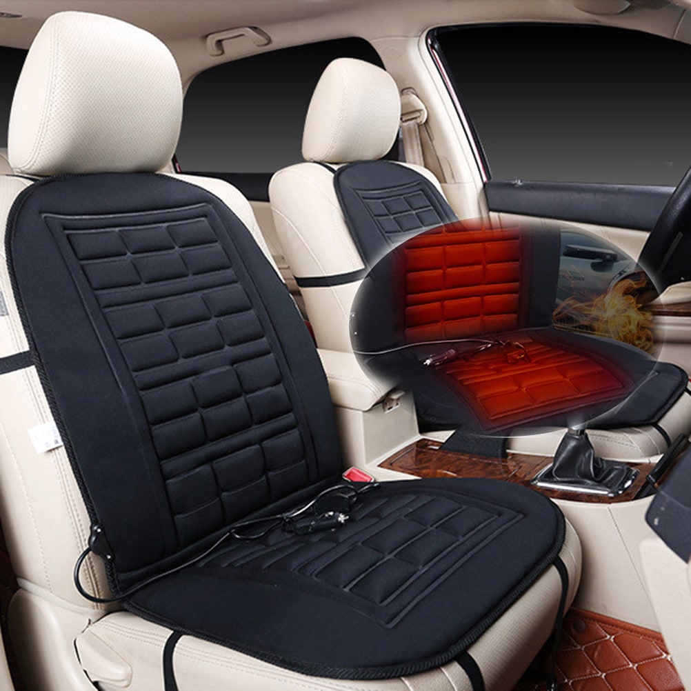 Heated Car Seat Cushion and Cover with 12v Adapter Padded Backrest Ergonomic Auto - Image 4