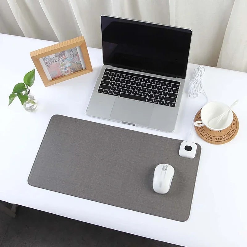 Heated Desk Pad with Adjustable Temperature Control and Stitched Linen Surface Office - Image 1