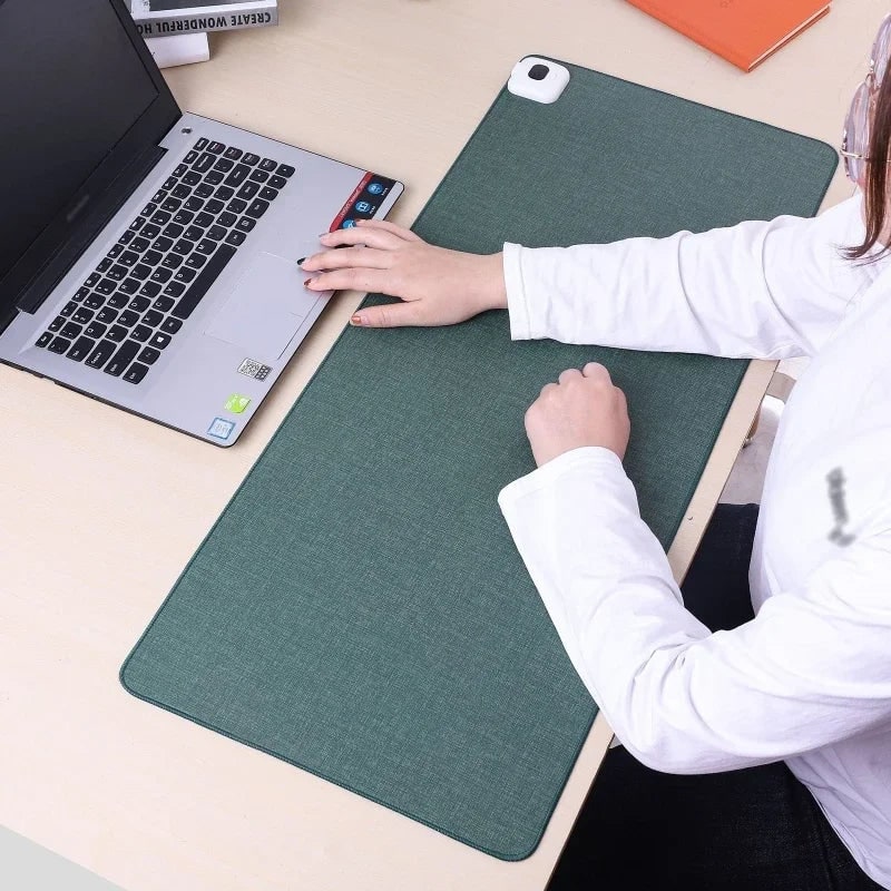 Heated Desk Pad with Adjustable Temperature Control and Stitched Linen Surface Office - Image 6