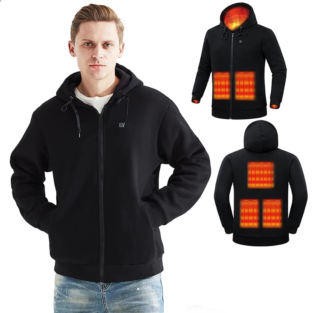 Heated Jacket and Hoodie with USB Electric Heating Zones and Drawstring Hood - Image 2