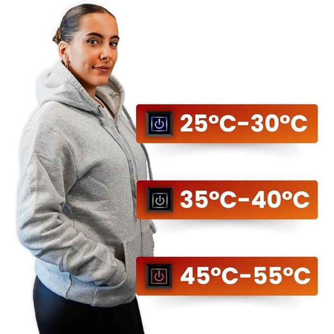 Heated Jacket and Hoodie with USB Electric Heating Zones and Drawstring Hood - Image 3