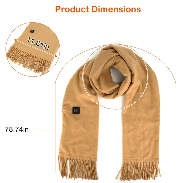 Heated Scarf and Neck Wrap with USB Power Fleece Fabric Three Temperature Settings Wool - Image 6