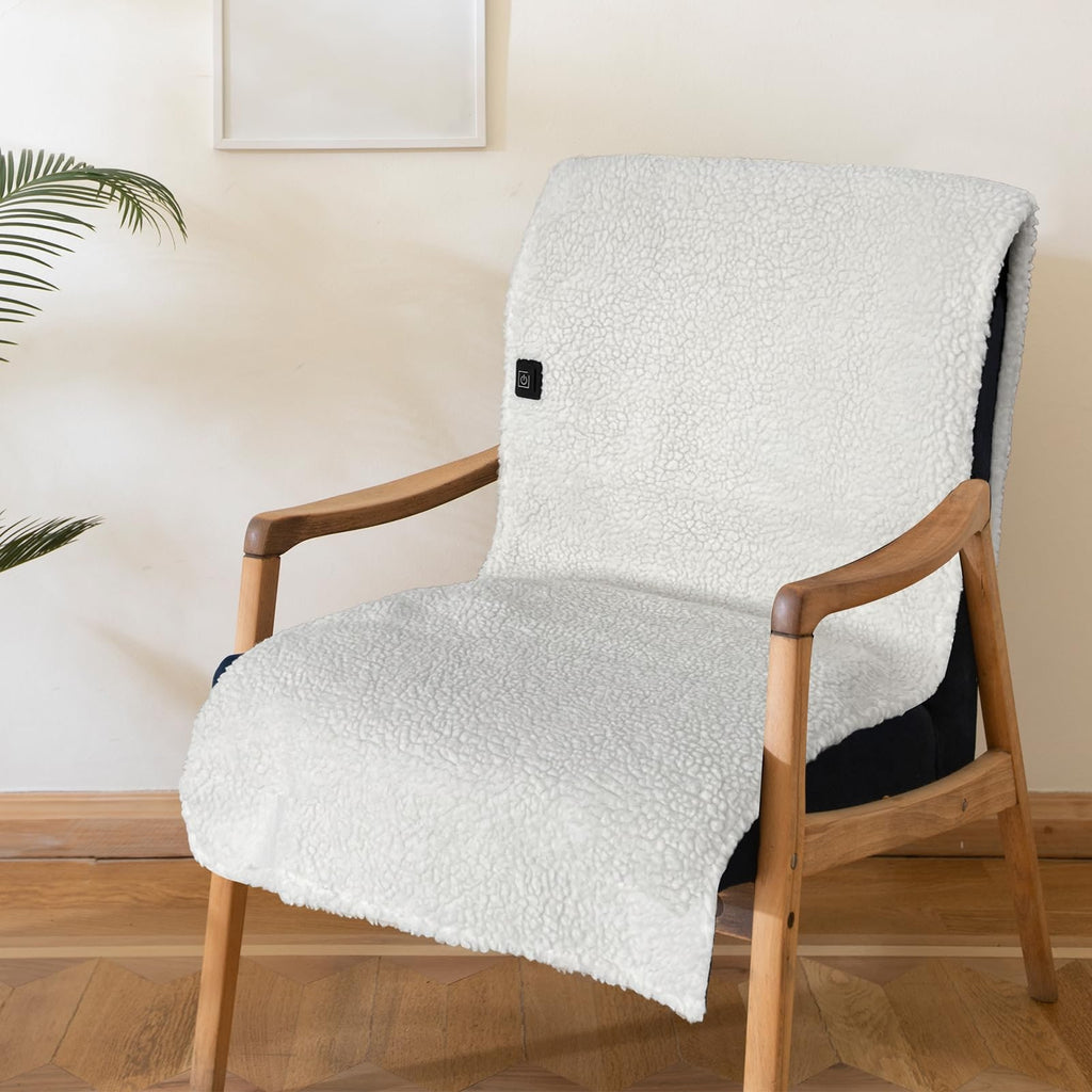 Heated Seat Cushion and Desk Chair Pad with USB Power Sherpa Fleece Two Zones With Ties - Image 1