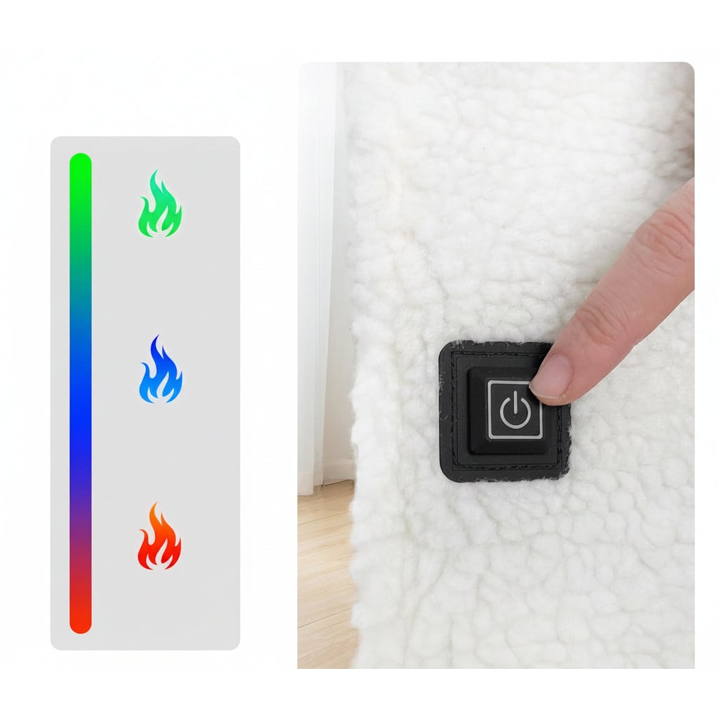 Heated Seat Cushion and Desk Chair Pad with USB Power Sherpa Fleece Two Zones With Ties - Image 4