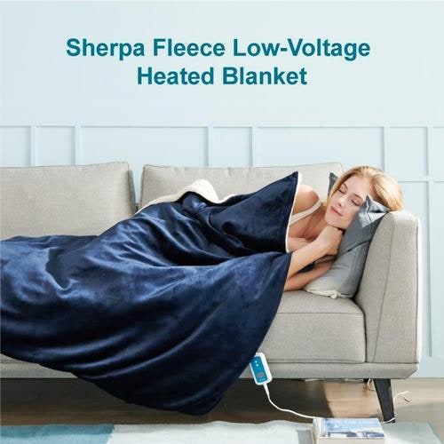 Heated Throw Blanket with Sherpa Fleece Lining Electric Flannel with Auto-Off Timer - Image 2
