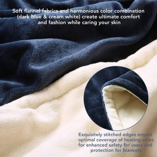 Heated Throw Blanket with Sherpa Fleece Lining Electric Flannel with Auto-Off Timer - Image 7