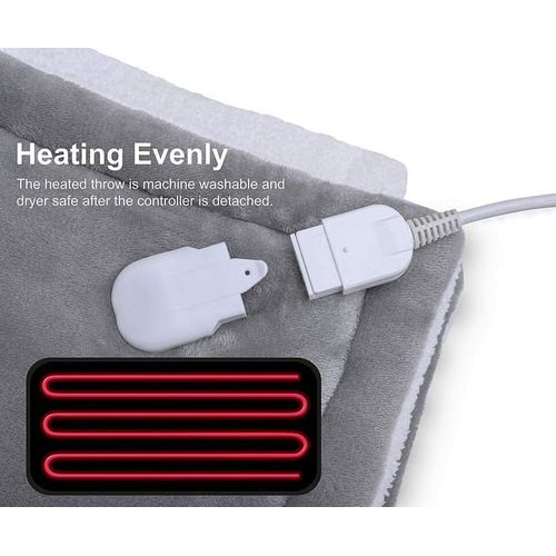 Heated Throw Blanket with Sherpa Fleece Lining Electric Flannel with Auto-Off Timer - Image 9