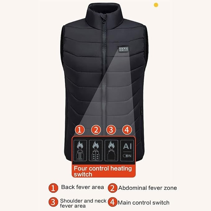Heated Vest with USB Rechargeable Battery Quilted Design and Multiple Heating Zones - Image 5