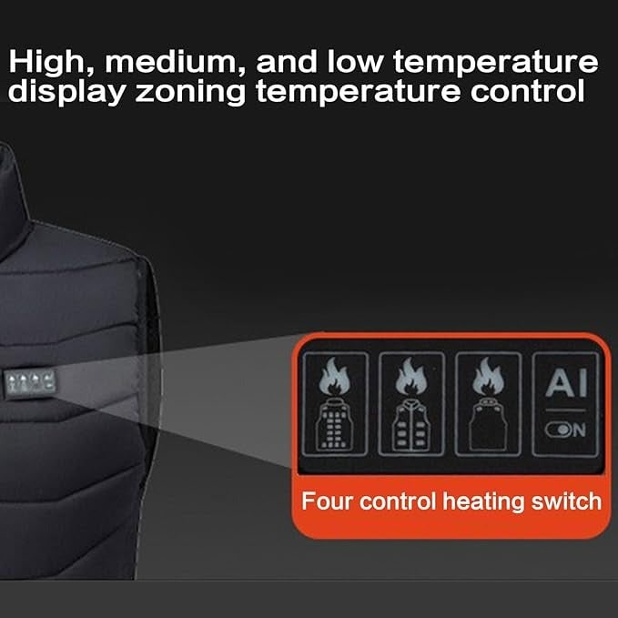 Heated Vest with USB Rechargeable Battery Quilted Design and Multiple Heating Zones - Image 7