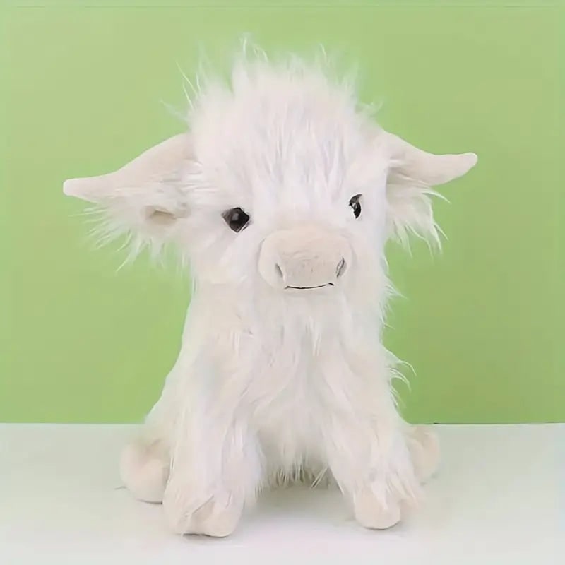 Highland Cow Stuffed Animal with Shaggy Plush and Embroidered Details - Image 5
