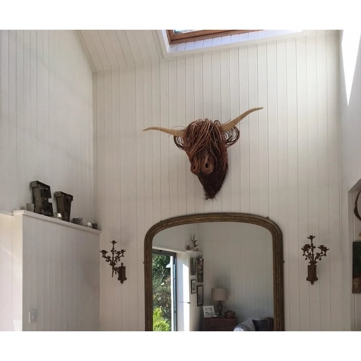 Highland Cow Wall Sculpture with Handmade Woven Wire and Large Rustic Art Design - Image 4