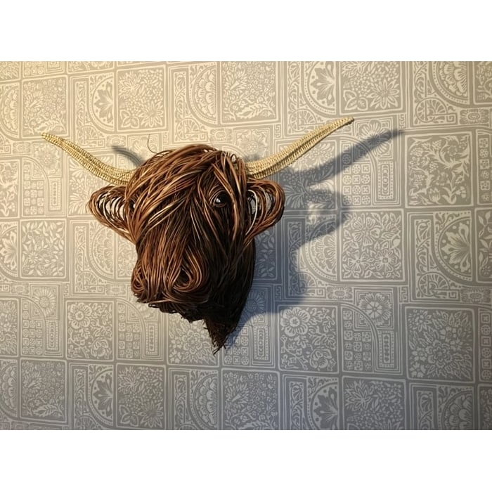 Highland Cow Wall Sculpture with Handmade Woven Wire and Large Rustic Art Design - Image 5