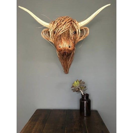 Highland Cow Wall Sculpture with Handmade Woven Wire and Large Rustic Art Design - Image 6