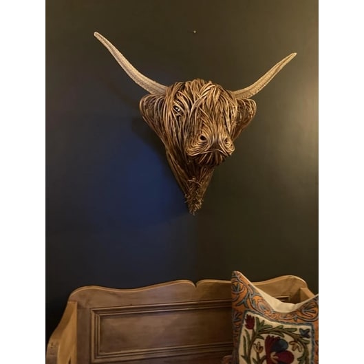 Highland Cow Wall Sculpture with Handmade Woven Wire and Large Rustic Art Design - Image 7