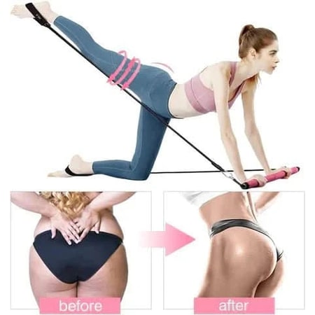 Home Pilates Equipment Bar Kit Portable Foldable Resistance Bands Foot Loops - Image 3