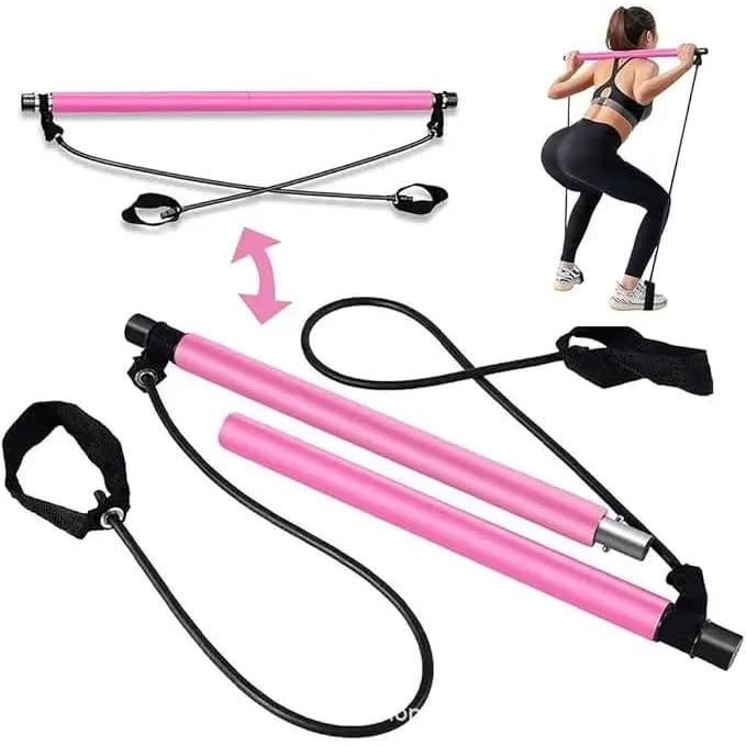 Home Pilates Equipment Bar Kit Portable Foldable Resistance Bands Foot Loops - Image 4