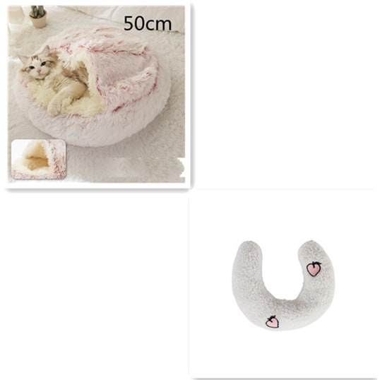 Hooded Cat Bed with Cave Design and Plush Donut Shape Enclosed Cozy Pet with Cushioned Rim - Image 12