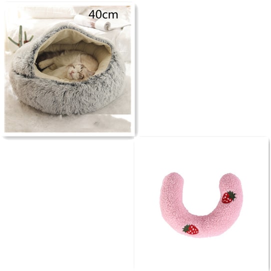 Hooded Cat Bed with Cave Design and Plush Donut Shape Enclosed Cozy Pet with Cushioned Rim - Image 16