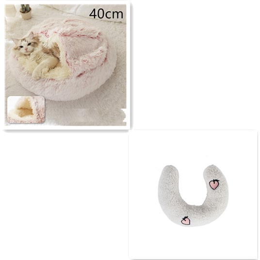 Hooded Cat Bed with Cave Design and Plush Donut Shape Enclosed Cozy Pet with Cushioned Rim - Image 19