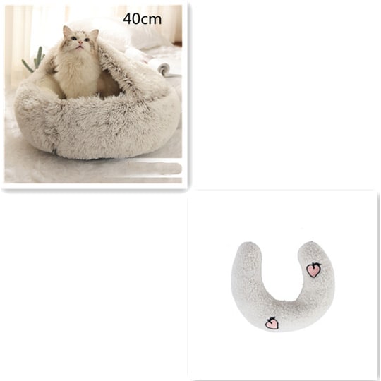 Hooded Cat Bed with Cave Design and Plush Donut Shape Enclosed Cozy Pet with Cushioned Rim - Image 22