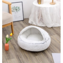 Hooded Cat Bed with Cave Design and Plush Donut Shape Enclosed Cozy Pet with Cushioned Rim - Image 34