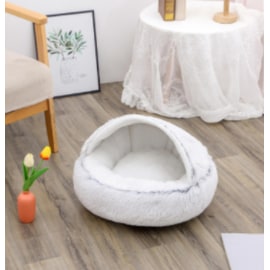 Hooded Cat Bed with Cave Design and Plush Donut Shape Enclosed Cozy Pet with Cushioned Rim - Image 38