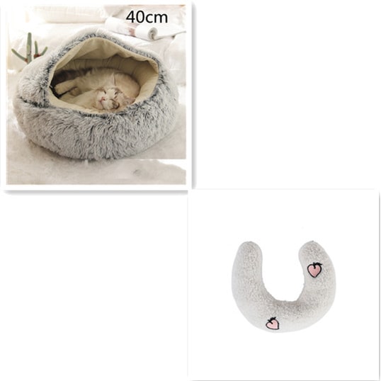 Hooded Cat Bed with Cave Design and Plush Donut Shape Enclosed Cozy Pet with Cushioned Rim - Image 58