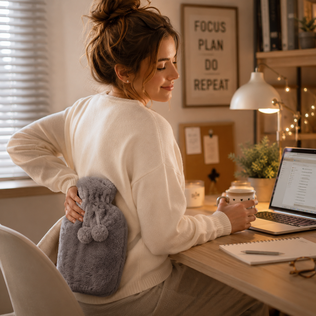 Hot Water Bottle Bag Removable Plush Cover Ribbed Rubber Warm - Image 5