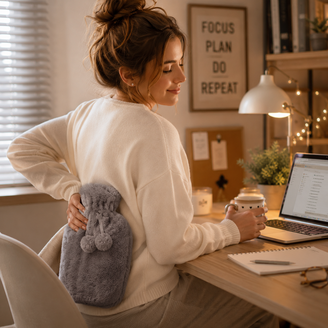 Hot Water Bottle Bag Removable Plush Cover Ribbed Rubber Warm - Image 5