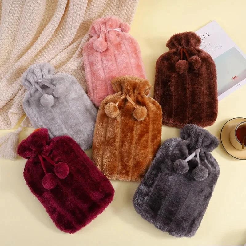 Hot Water Bottle Bag Removable Plush Cover Ribbed Rubber Warm - Image 8
