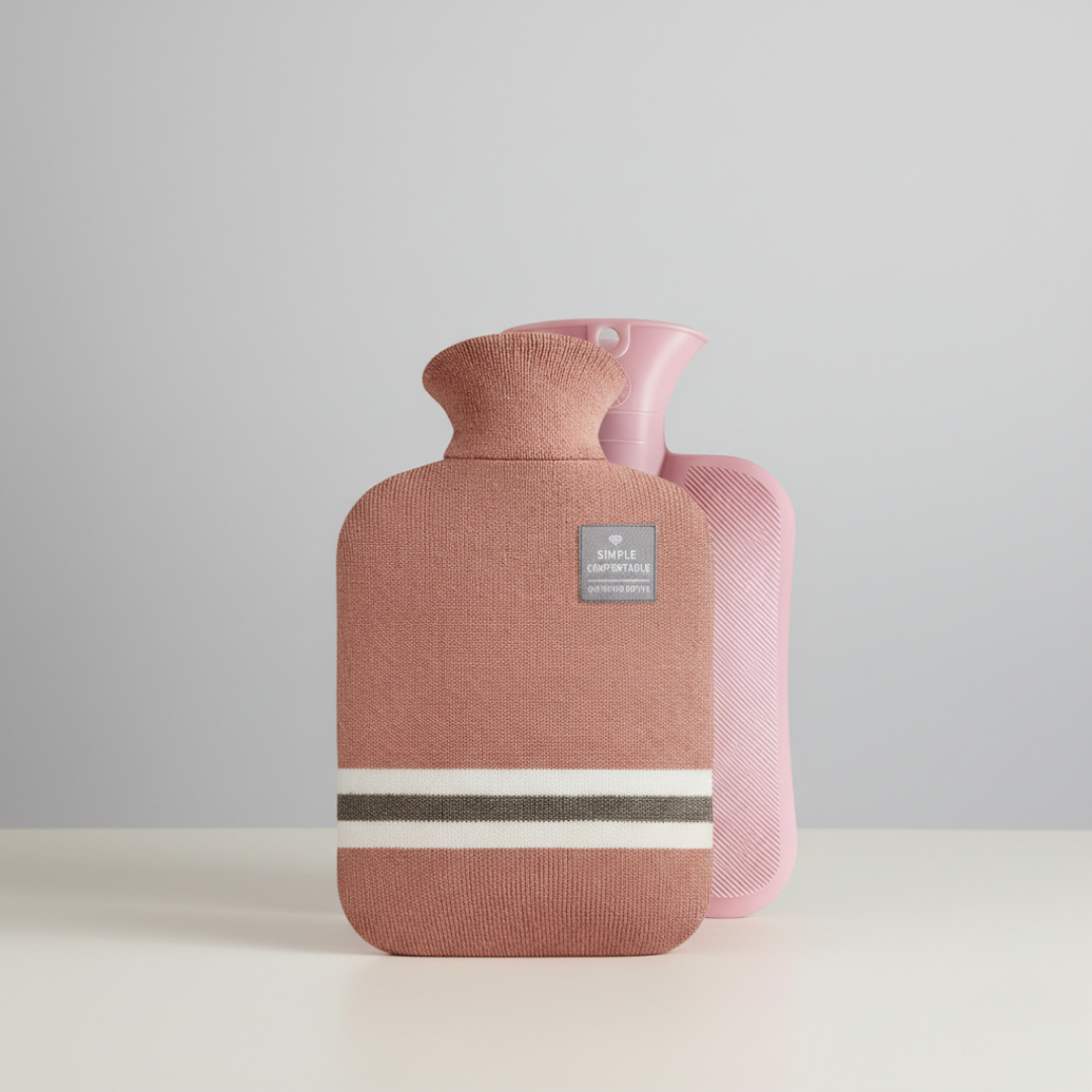 Hot Water Bottle Knitted Cover Striped Portable Travel - Image 1