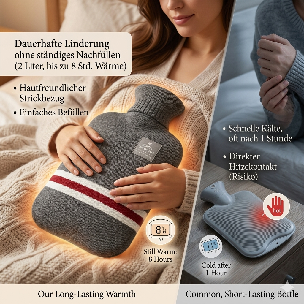 Hot Water Bottle Knitted Cover Striped Portable Travel - Image 3