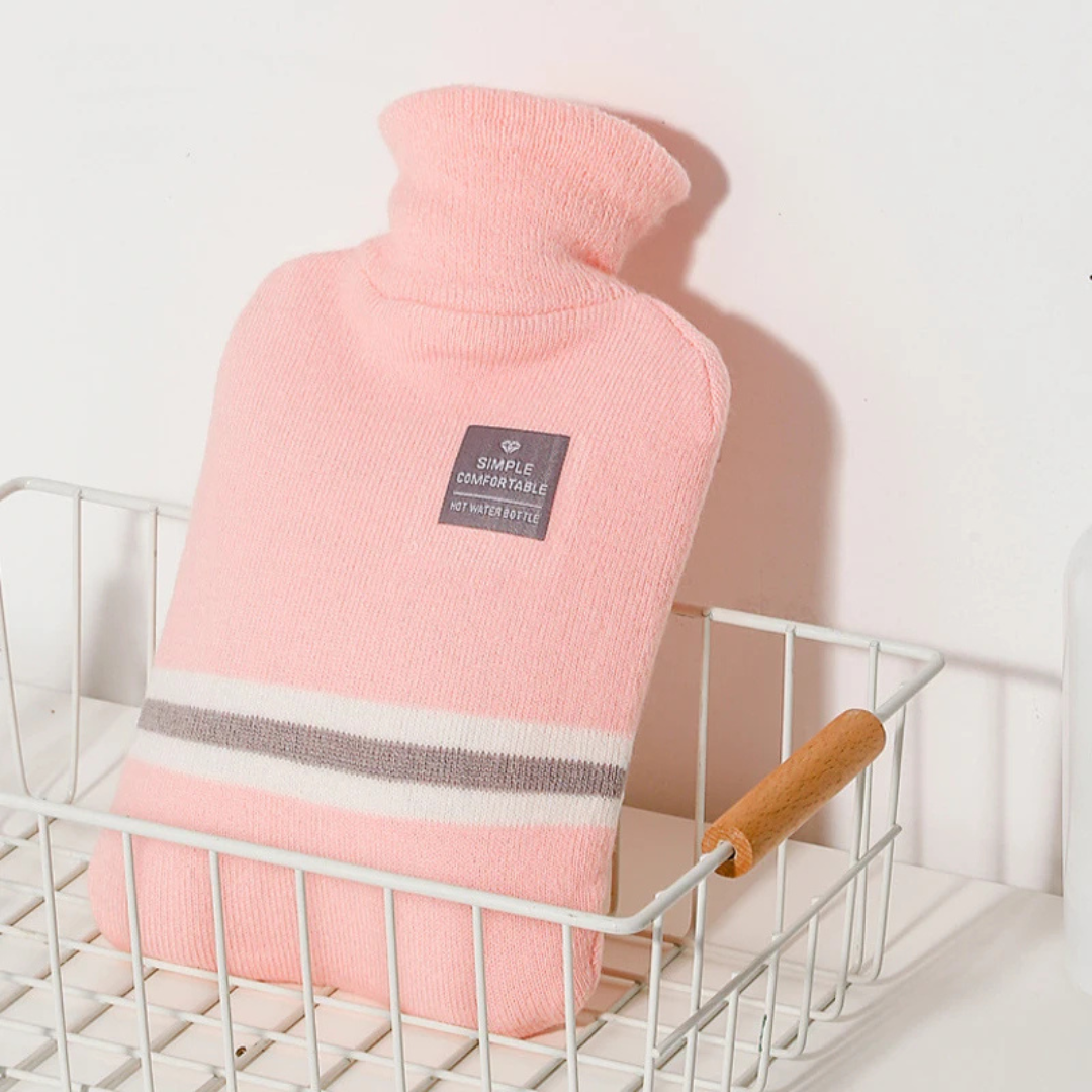 Hot Water Bottle Knitted Cover Striped Portable Travel - Image 9