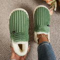 House Slippers Boots Bootie Corduroy Sherpa Fleece Slip Non - Image 1